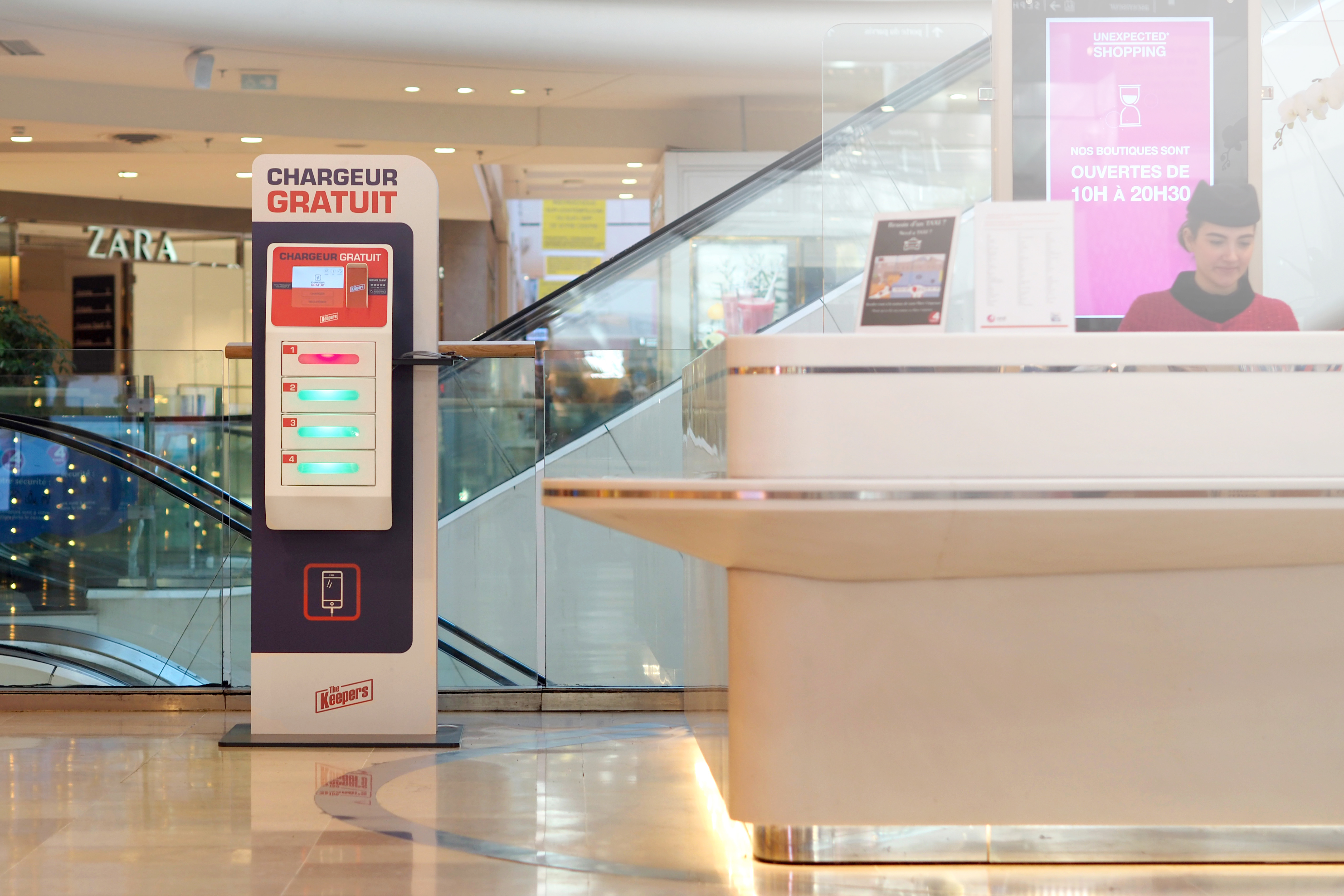 Phone charging locker at the reception of a hypermarket Phone charging locker at the reception of a hypermarket