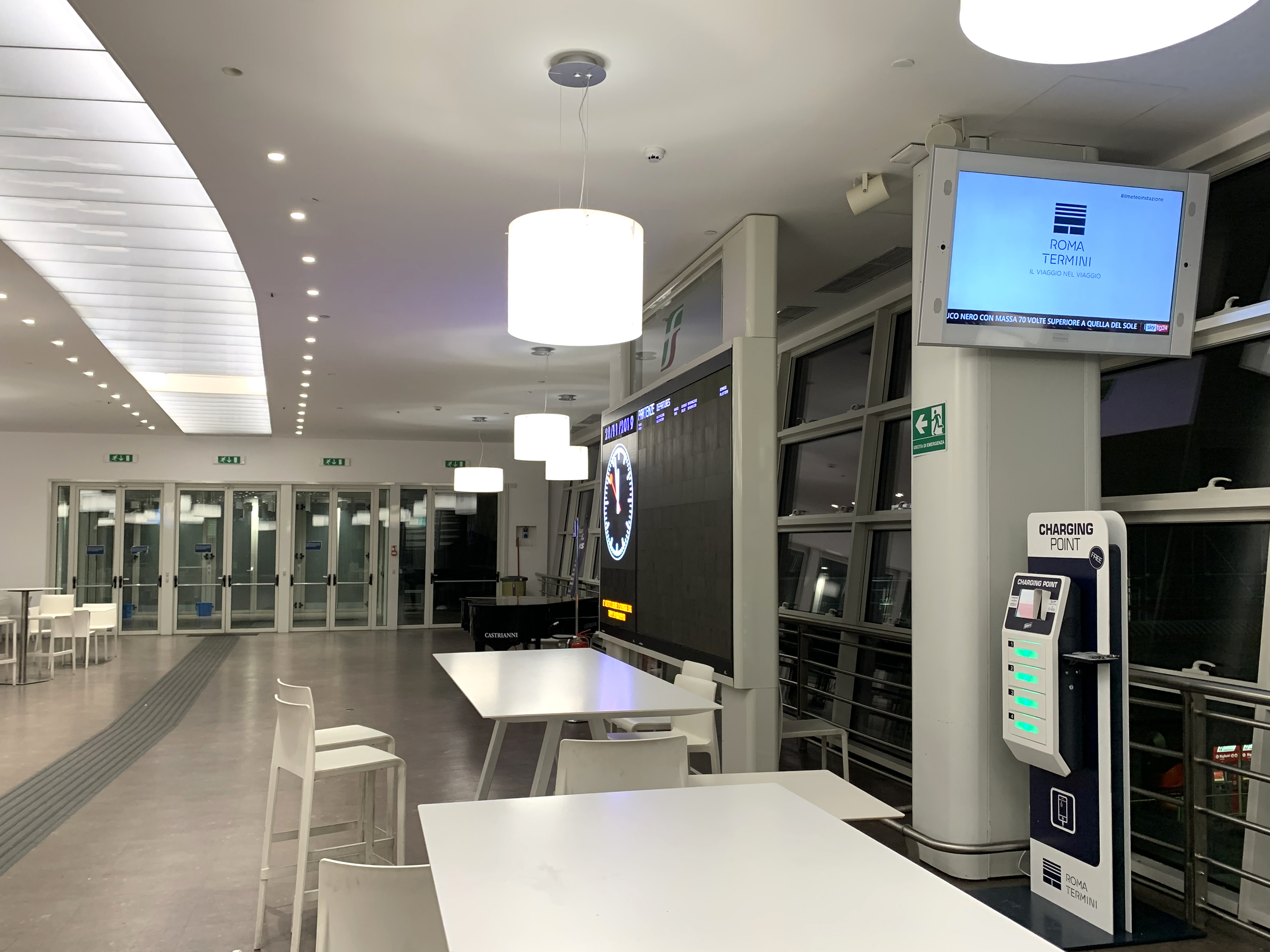 Smartphone charging station at Roma Termini Station Smartphone charging station at Roma Termini Station
